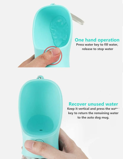 8.3 x 2.5-Inch Dog Water Bottle, 12 oz Leak-Proof Portable Pet Water Dispenser with Drinking Feeder for Outdoor Activities, Made from Food-Grade Plastic - Blue