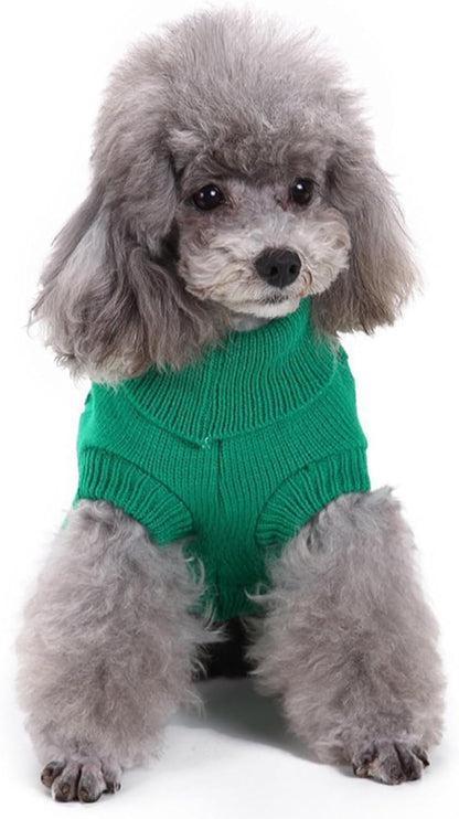 Knitted Winter Sweater for Small Dogs and Cats - Xx-Small, Green