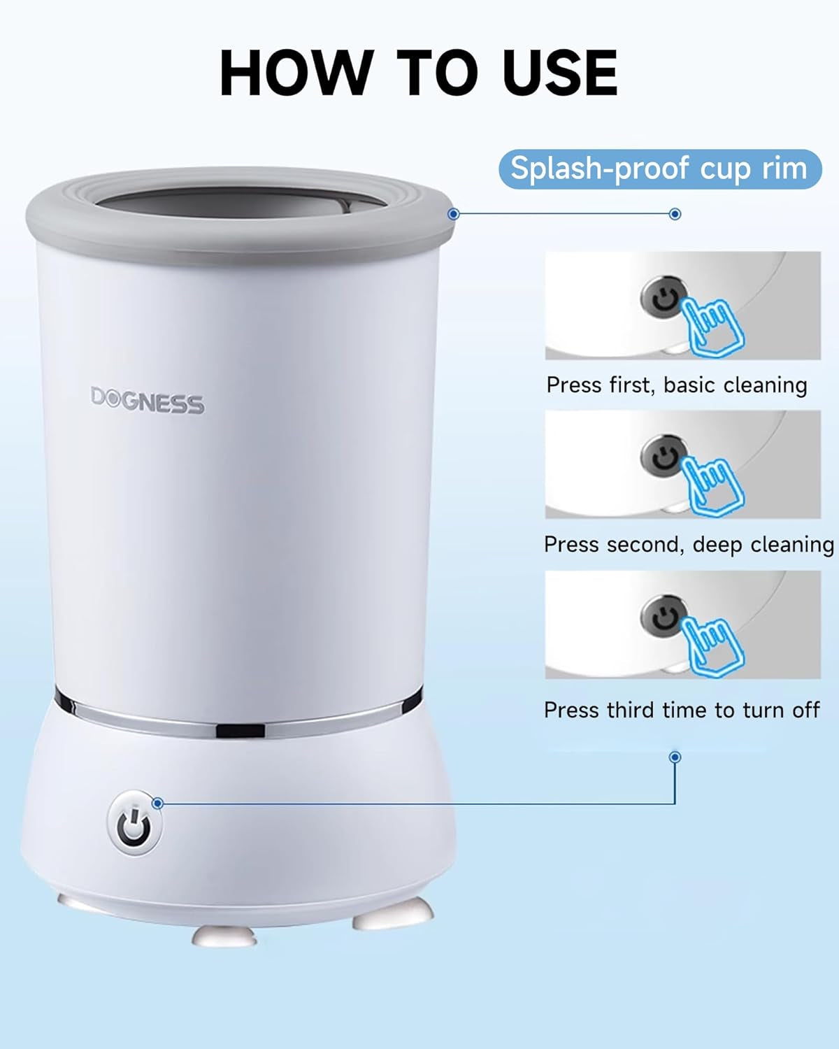 Automatic Pet Paw Cleaner and Massager with Electric Foot Washer Cup, USB Rechargeable, Two Speed Options for Small and Medium Dogs and Cats (White)