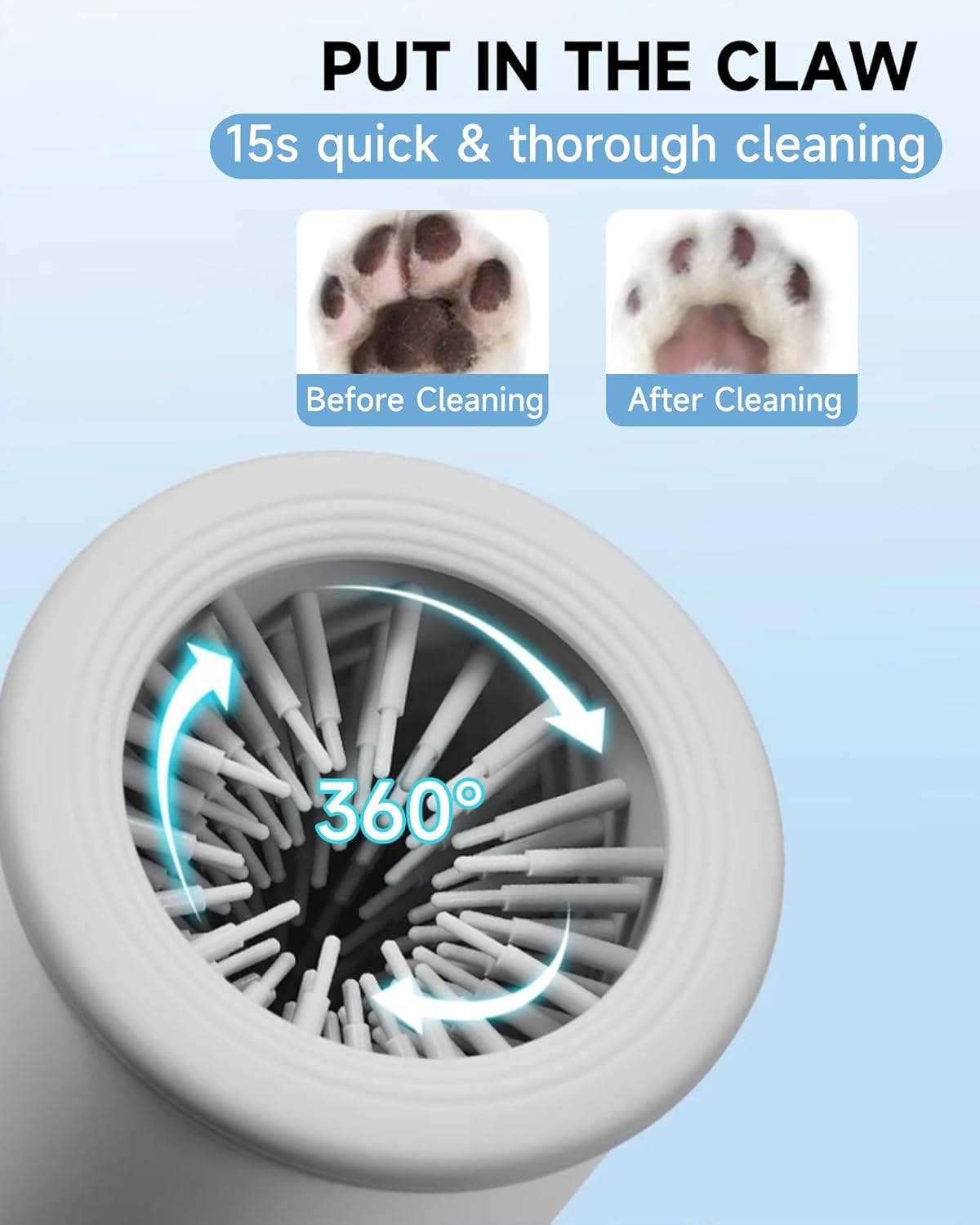 Automatic Pet Paw Cleaner and Massager with Electric Foot Washer Cup, USB Rechargeable, Two Speed Options for Small and Medium Dogs and Cats (White)