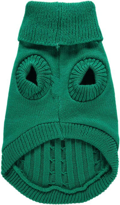 Knitted Winter Sweater for Small Dogs and Cats - Xx-Small, Green